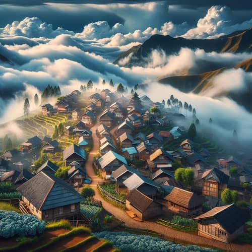 Charming Small Village Nestled Among Clouds | Ethereal Mountain Views