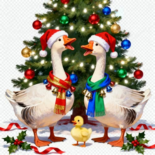 Whimsical Christmas Geese Family Decorations Whimsical Christmas Geese Family Decorations