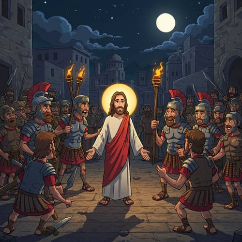 Jesus Arrest and Trial Cartoon
