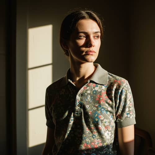 Vintage Jersey Berkerah in Floral Print