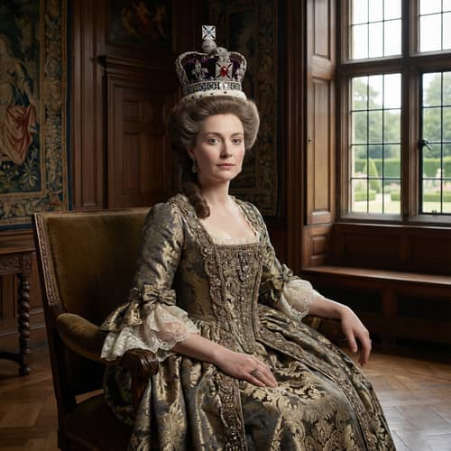 English Queen of the 1700s with Crown & Brown Hair English Queen of the 1700s with Crown & Brown Hair