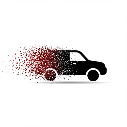 Modern Car Icon with Particle Dissolution Effect Modern Car Icon with Particle Dissolution Effect