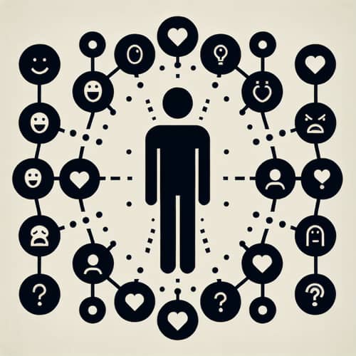 Human Emotions: Abstract Icons Surrounding Silhouette