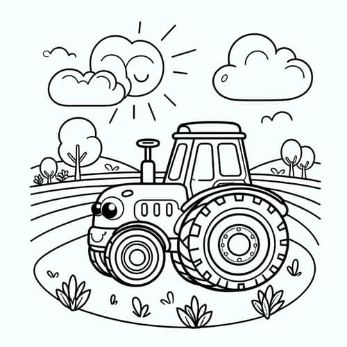 Toy Tractor Coloring Page for 2-Year-Olds