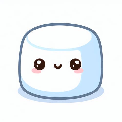 Adorable Snow-White Marshmallow | Kawaii-Style Eyes & Cheerful Expression