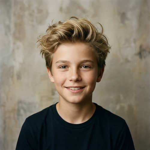 Confident 13-Year-Old Boy Portrait with Blond Hair Confident 13-Year-Old Boy Portrait with Blond Hair
