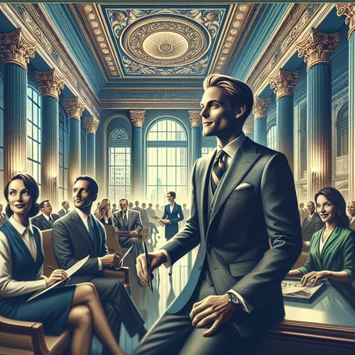 Stylish American Bank Advertisement with Elegantly Dressed Caucasians