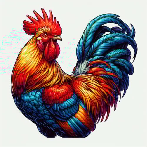 Vibrant Rooster Illustration | Colorful Feathers & Red Comb