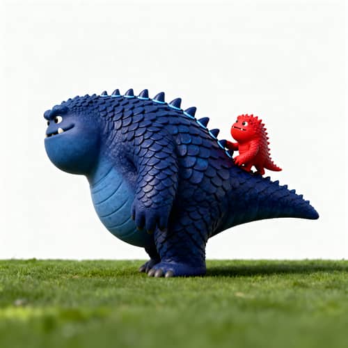 Big Friendly Blue Monster with Red Companion Big Friendly Blue Monster with Red Companion