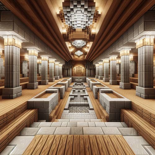 Spacious Stone and Wood Minecraft-style Treasure Vault