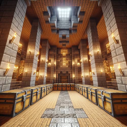 Spacious Minecraft Treasure Room with Stone and Wood