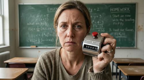 Frustrated South African Teacher in Classroom Frustrated South African Teacher in Classroom