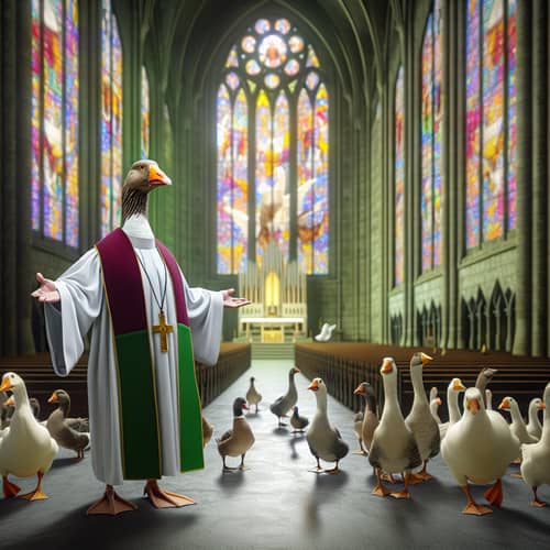 Goose Catholic Church Leader: Symbolic Imagery in a Cathedral Setting