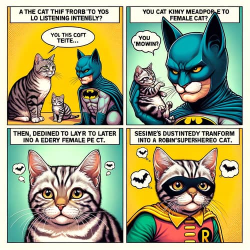 Cat Batman Comic - Adventure with Cat Thief and Future Robin Cat
