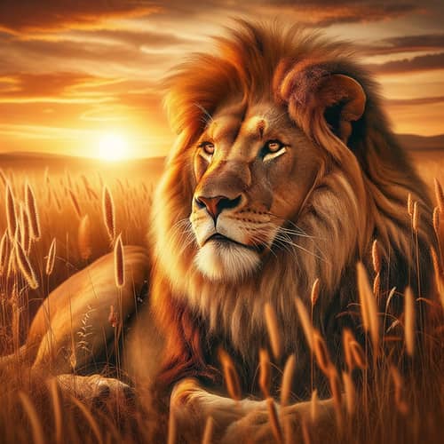 Regal Lion in African Savannah - King of the Jungle