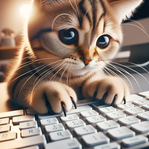 Curious Cat Lightly Stepping on Keyboard
