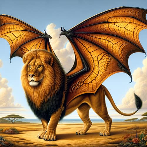 Majestic Lion with Bat Wings - Wings of Assertive Confidence