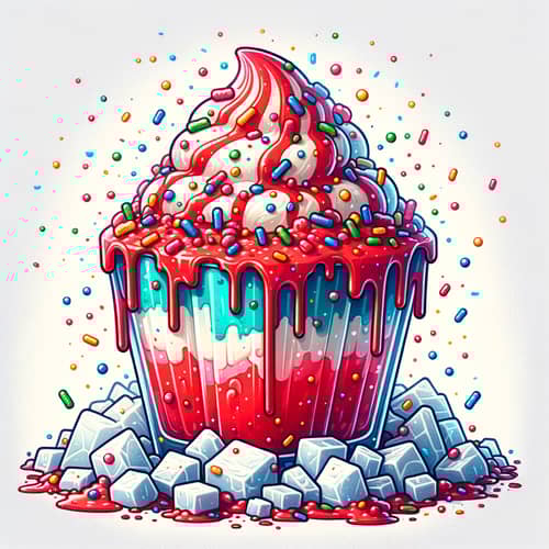 Vibrant Ice Scramble: Joyful and Colorful Frozen Delight