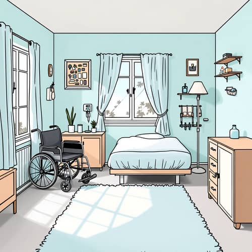 Wimmelbild Pflegeheim Bewohnerzimmer – Alles auf einen Blick