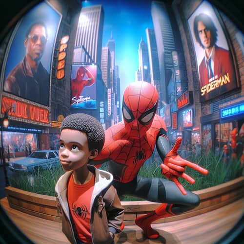 Spiderman & Miles Morales Fisheye Filter Effect Photo