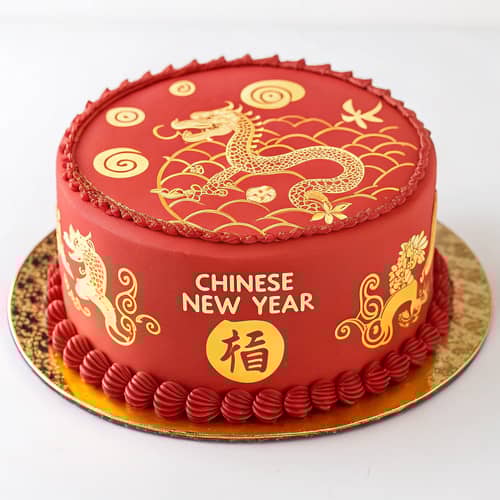 Round Cake for Chinese New Year - Oriental Twist