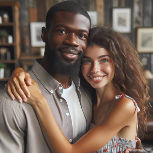 Black Man & Caucasian Wife Hugging | Heartwarming Embrace