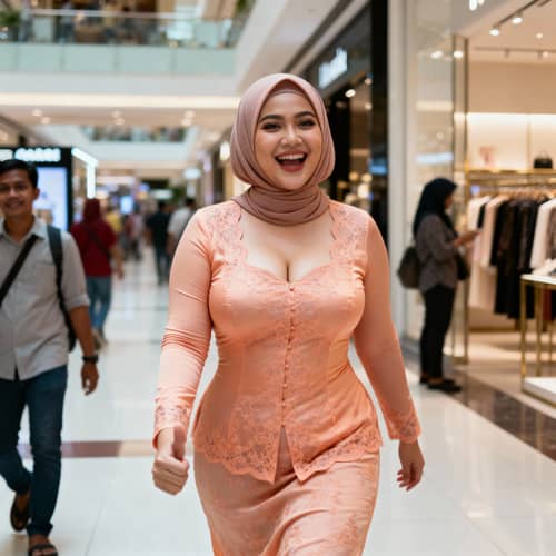 Beautiful Malay Wife in Peach Kebaya