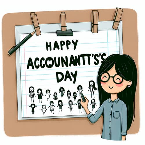 Happy Accountant's Day | Woman in Glasses with Long Black Hair