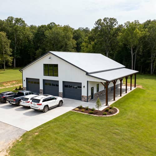 Modern Barndominium: 2000 Sqft with 4-Car Garage Modern Barndominium: 2000 Sqft with 4-Car Garage