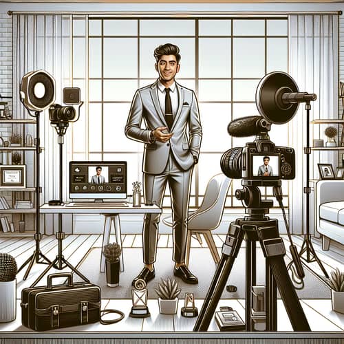 Engaging South Asian Vlogger in Modern Studio Setup