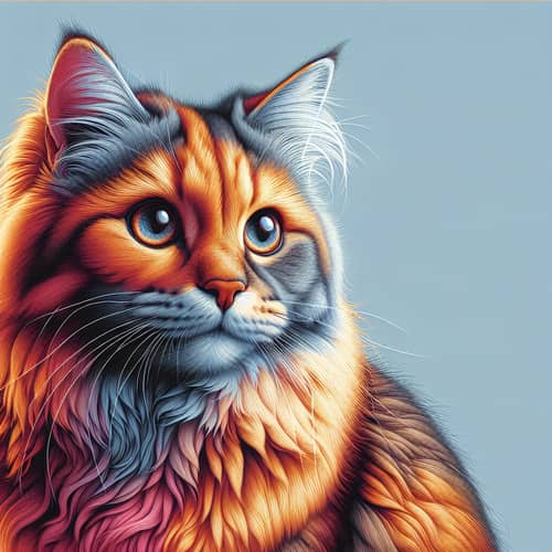 Colorful Sunrise-Inspired Domestic Cat Portrait