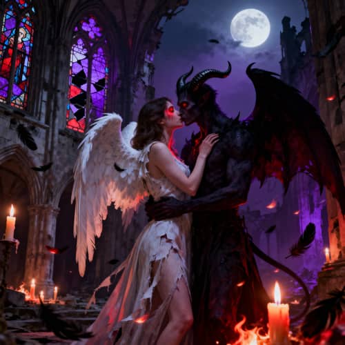 Gothic Romance: Angel and Demon in Moonlit Ruins Gothic Romance: Angel and Demon in Moonlit Ruins