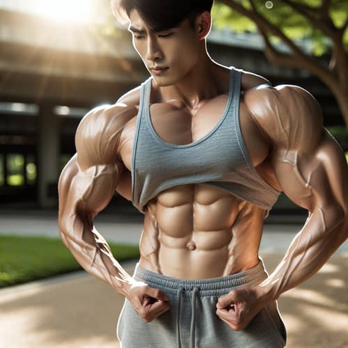 Buff Asian Man: Strength and Determination