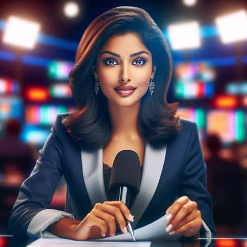 Professional Indian News Anchor: Confidence & Style