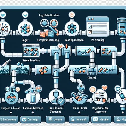 Detailed Drug Discovery Pipeline on Transparent Background