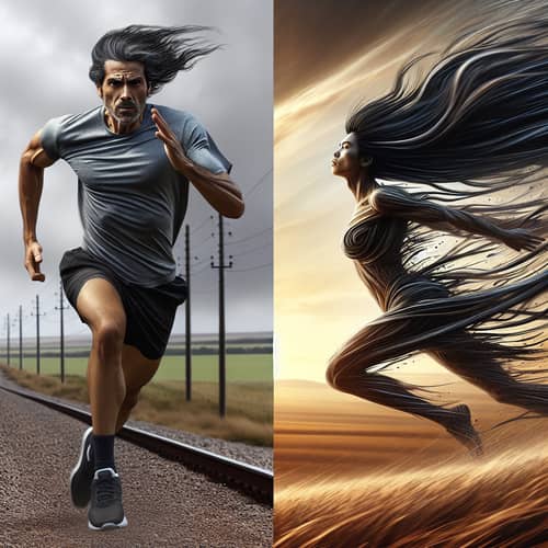 Energetic Sprinting Scene: Run with the Wind