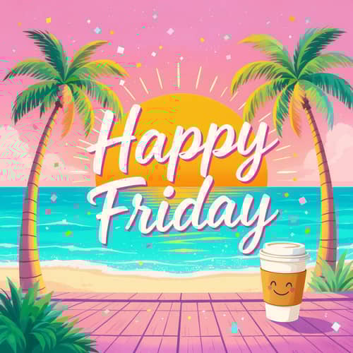 Happy Friday Artwork: Cheerful Beach Vibes