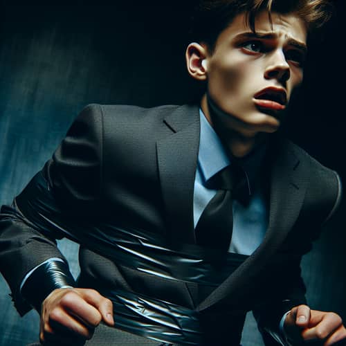Distressed 18-Year-Old Boy in Suit Kidnapped and Tied Up