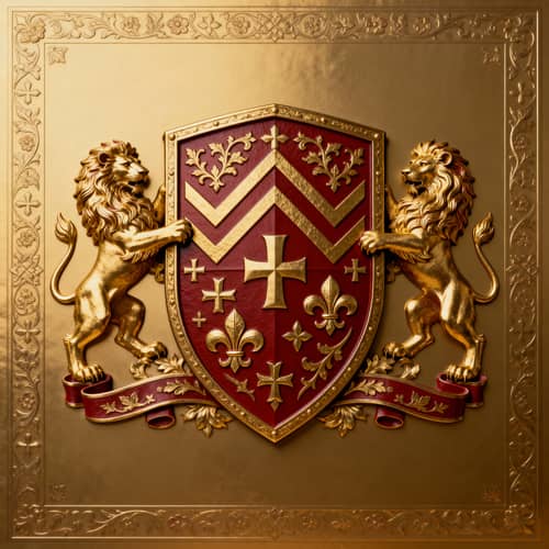 Noble Family Crest with Heraldic Lions & Designs Noble Family Crest with Heraldic Lions & Designs