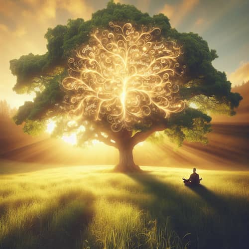 Tranquil Meditation in a Lush Meadow | Serenity Prayer Artwork