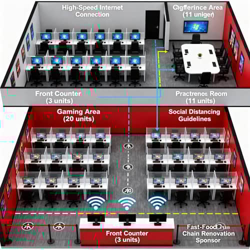 Detailed Two-Story Internet Cafe Floor Plan