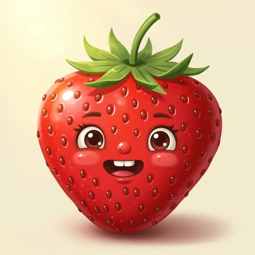 Cute Strawberry Illustration with a Face