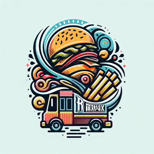 Bun Truck: Burger & Fries Food Truck Logo Design