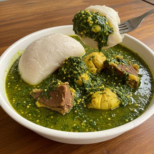 Delicious Egusi Soup with Fufu Wrap