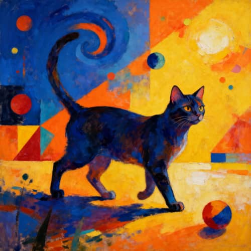 Vibrant Abstract Cat Art Inspired by Kandinsky