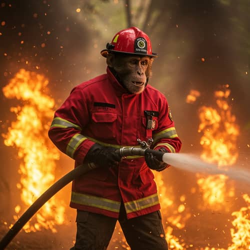 Firefighter Monkey: Brave and Cute Hero