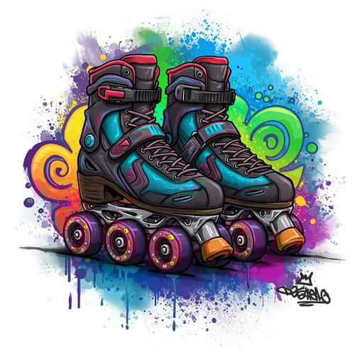 Vibrant Graffiti Design with Roller Skates