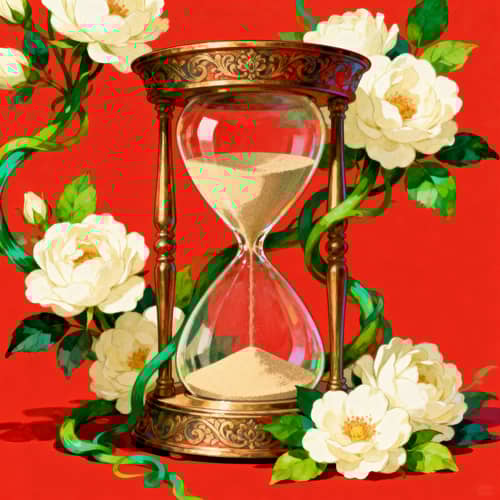 Ornate Hourglass with Colorful Floral Design