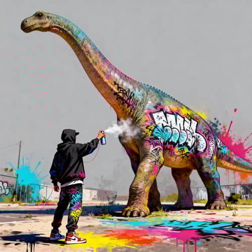 Brontosaurus Graffiti Art | Colorful Illustration Brontosaurus Graffiti Art | Colorful Illustration