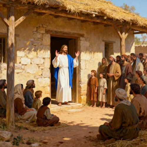 Jesus Preaching at Home to a Crowded Gathering Jesus Preaching at Home to a Crowded Gathering
